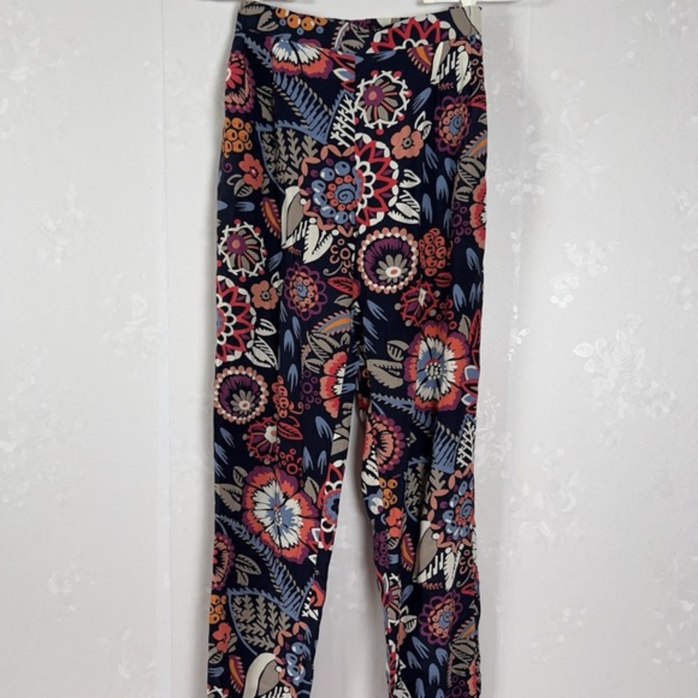 Boden Pants Womens Size 4 Navy Floral Elastic‎ Waist Pockets Light Pull On Harem